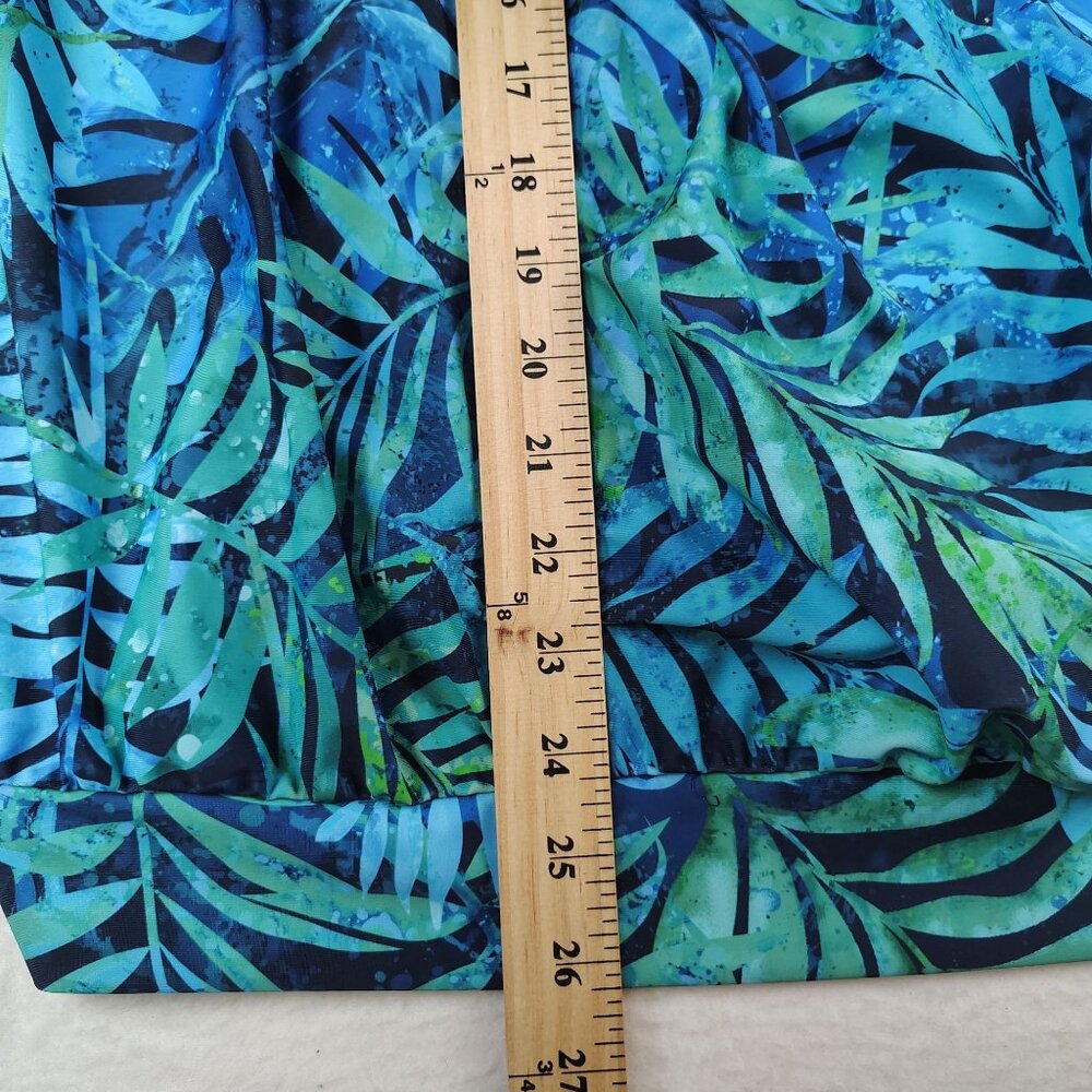 Younique Soft Padded Scoop Neck Tankini Swim Top Blue Palm Leaf Sz XXL - Picture 11 of 11